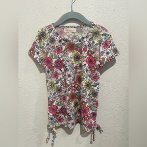 btween Kids Floral T-Shirt - Pink and Orange